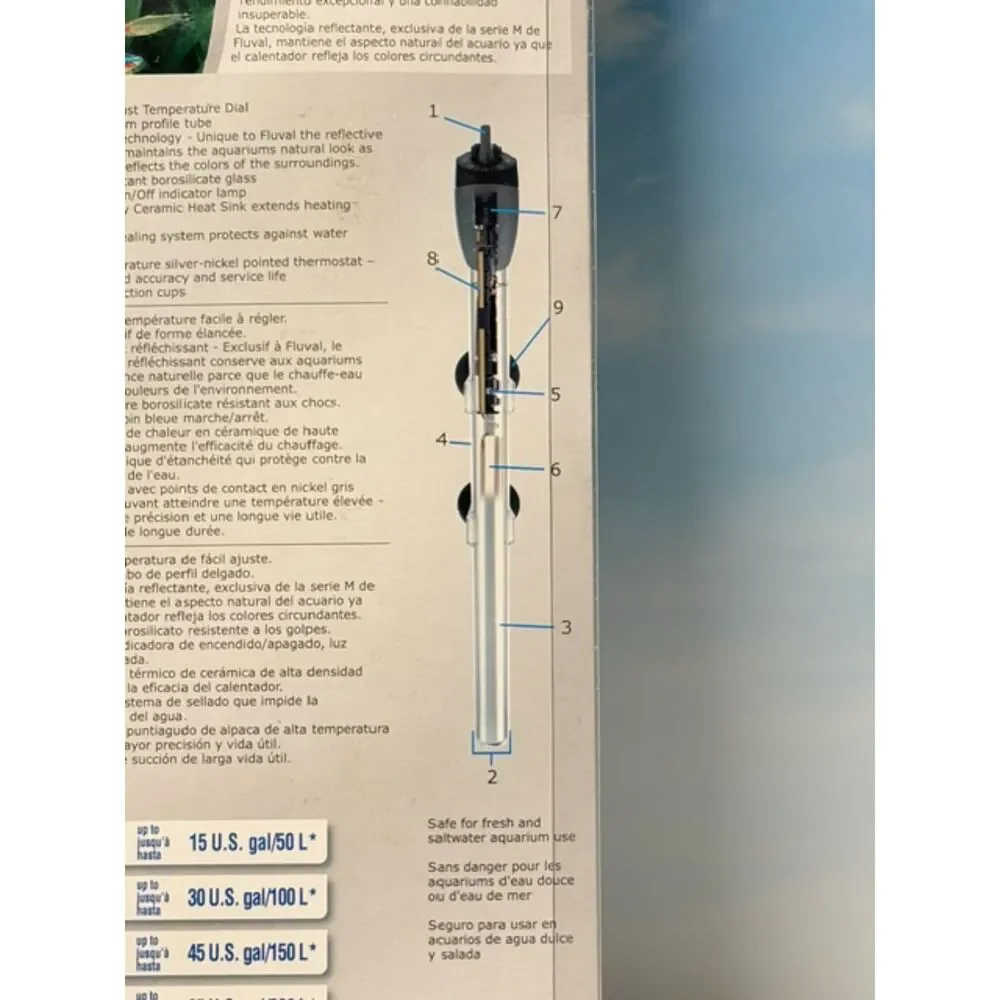 Fluval M200 200W Submersible Glass Aquarium Heater A784 65 Gal New Sealed